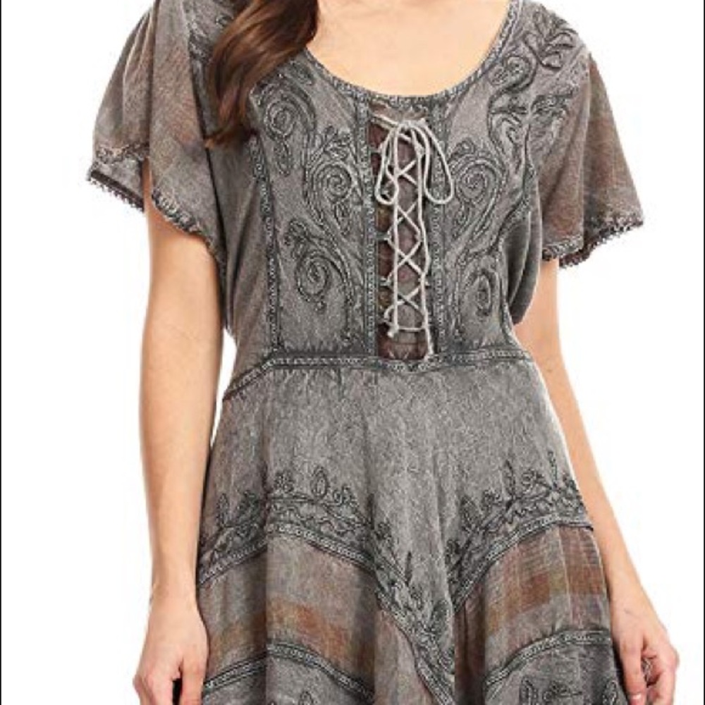 Dallas Mila Long Corset Embroidered SS Dress